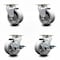 Service Caster 4 Inch V-Groove Semi Steel Swivel Caster Set with Roller Bearings 2 Brakes SCC SCC-20S420-VGR-2-TLB-2 - alternate 1